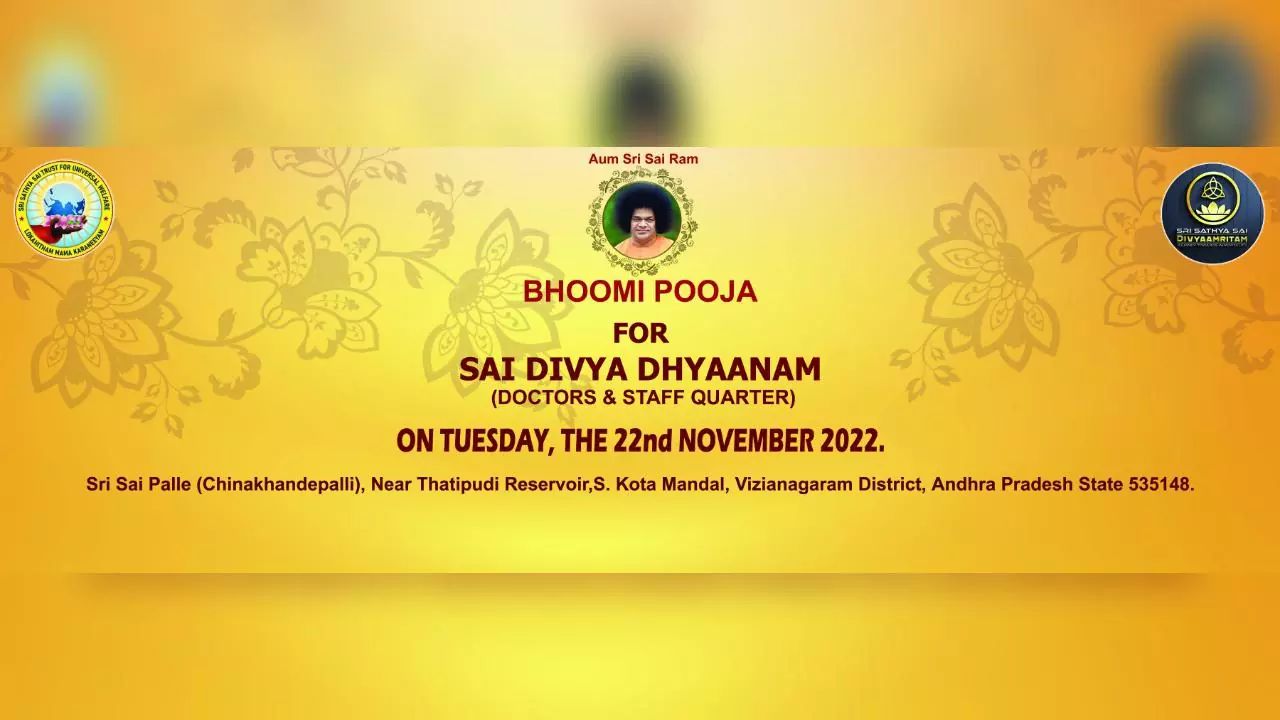 Proceedings of Bhagawan Baba's Jayanthi Mahotsavam - Programme 3 of 5 :Bhoomi Pooja of the Staff Quarters by Hon. Min. of Education
